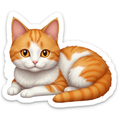 full body tiny short hair ginger and white cat with orange eyes lying down sticker