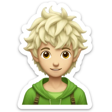 a twink elf with fluffy gamer hair sticker