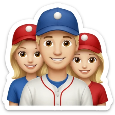 Two blonde women and a man with baseball cap on  sticker