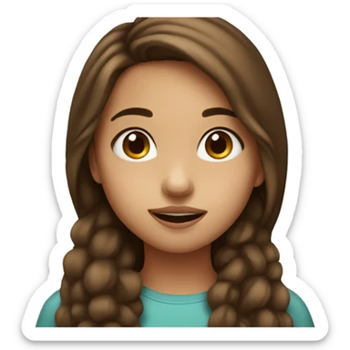 girl with brown hair sends a kiss to the screen sticker