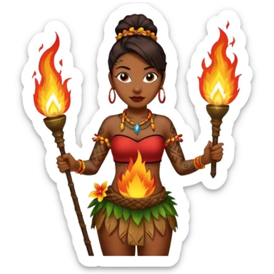 hawaiian female fire dancer with tattoos sticker