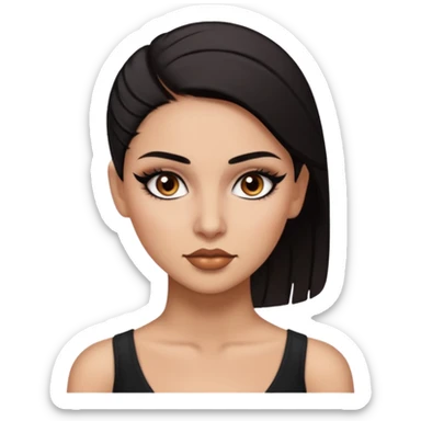 latina, baddie,pretty, brown eyes, makeup, black eyeliner, shaved half head dark hair sticker
