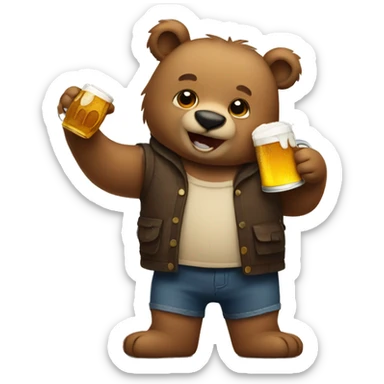 Bear holding beer sticker