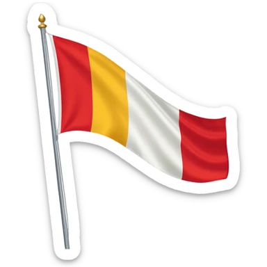 Red, white, and golden yellow tricolour flag inspired by the flag of Italy sticker