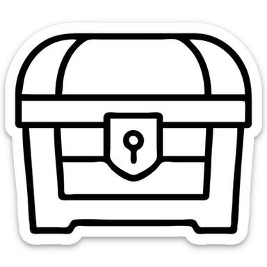 An outlined red medieval treasure chest from an RPG game sticker