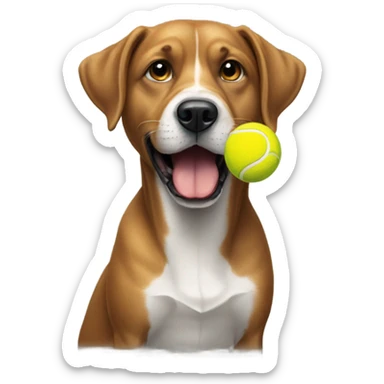 Dog with a tennis ball  sticker