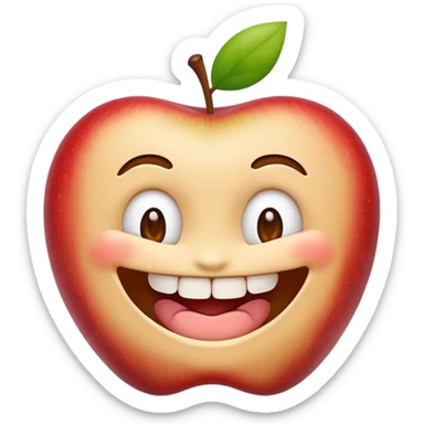 A dumb looking toothless smiling emoji in apple emoji style sticker