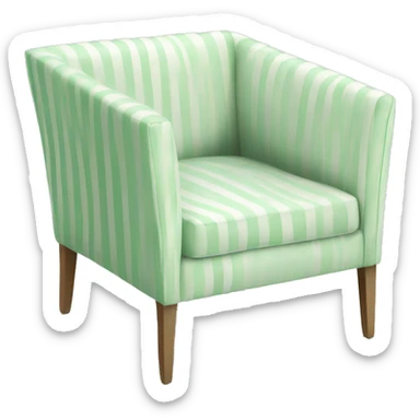 Striped pastel green and white sofa chair with square back sticker