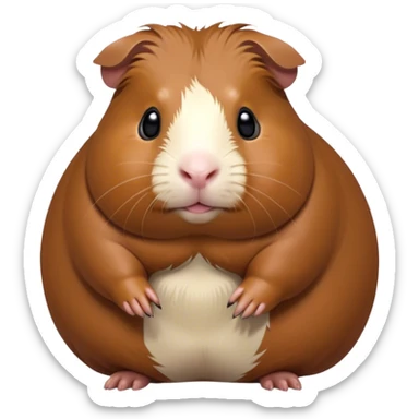 Cinematic Noble Brown Guinea Pig Portrait Emoji, Poised and regal, with a compact, chubby build and a soft, well-groomed rich brown coat, deep-set soulful dark eyes, Simplified yet sharp and sophisticated features, highly detailed, glowing with a warm, dignified glow, high shine, intelligent and charming, stylized with an air of gentle coziness, focused and attentive, soft glowing outline, capturing the essence of a watchful and confident little rodent, so majestic it feels as though it could scurry out of the screen with effortless authority! sticker
