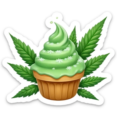 frozen dessert with cannabis leaf sticker