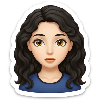 Beyaz tenli çıplak kadınsiyah dalgalı saçı olan çekik gözlü   sticker