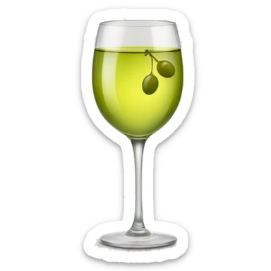 white wine glasses with olive sticker