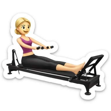Pilates reformer machine with girl exercising sticker