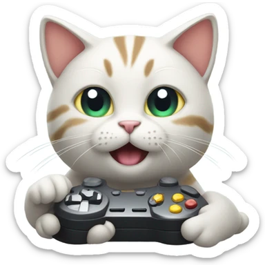 Cat playing video games sticker