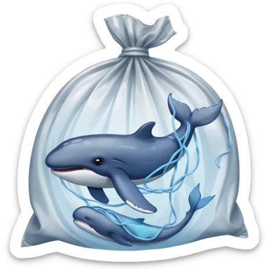 whale stuck in plastic waste bag sticker