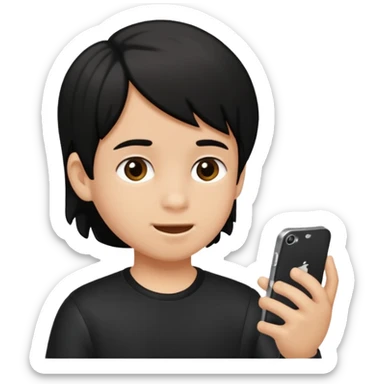 un niño de entre 3 - 10 años jugando con su celular (pelo negro) sticker
