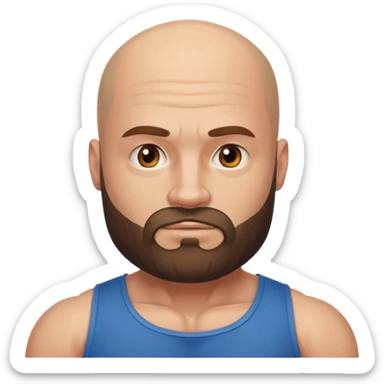 Hyper Realistic bald muscular man with a beard  sticker