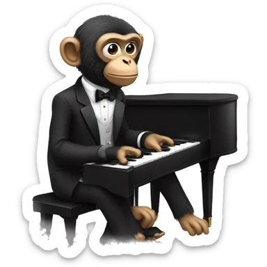 Monkey in tuxedo playing piano  sticker