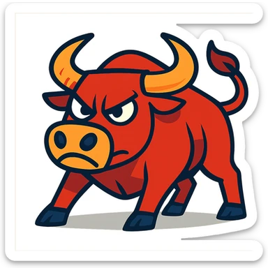 angry mischievous bull sticker