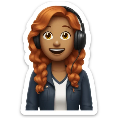auburn haired girl with a microphone singing sticker