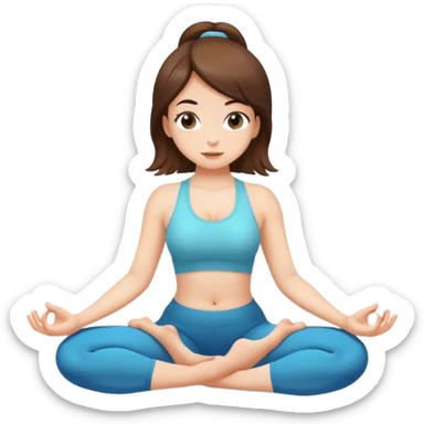 White girl brunette hair in Malasana yoga sticker