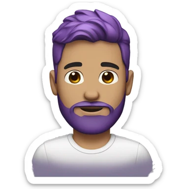 white guy, purple hair fade, short brown beard sticker
