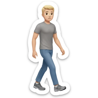 White male walking to the left full body in jeans and grey t-shirt sticker