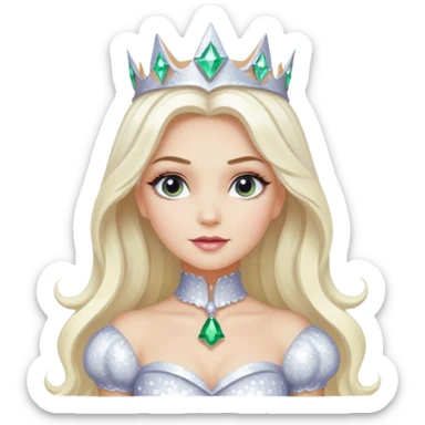 The Good Witch from Oz with long white blonde hair, white sequin outfit sticker
