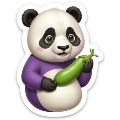 Panda comieno berenjena con una playera de meon sticker