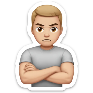 Arms crossed holding neck angry sticker