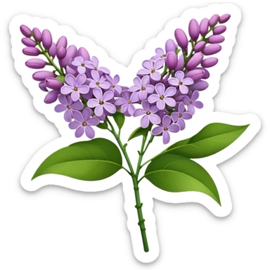single bunch lilac flower, straight stem sticker