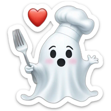 ghost with chef hat blowing a kiss heart sticker