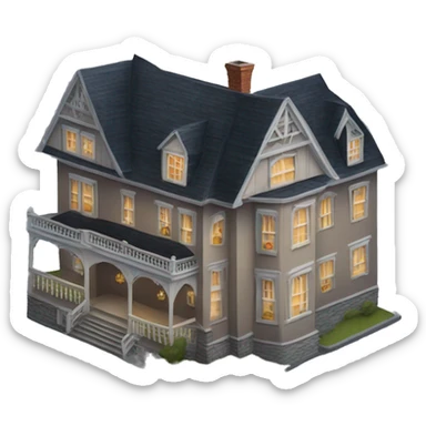 Haunted manor hotel with attached garage on the side  sticker