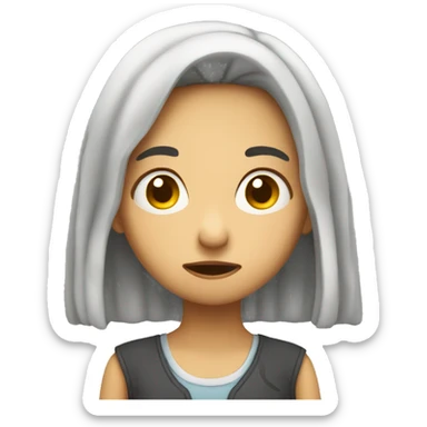 Emoji of a girl who is memorizing a code and is upset sticker