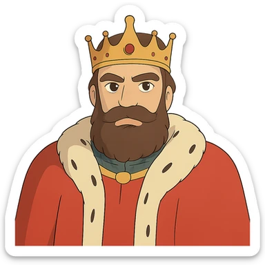ghibli style king with crown sticker