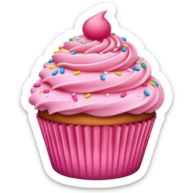 cupcake with pink frosting on top, sprinkles sticker