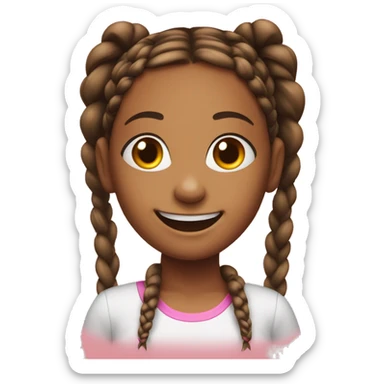 grinning girl with twin braids sticker