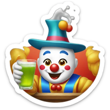 clown drinking Korean soju sticker