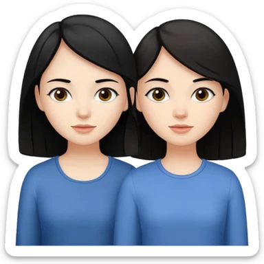 Two sisters one brunette one white with black hair one a little taller than the other.  sticker