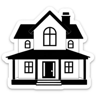 house outline LINE drawing silhouette  sticker