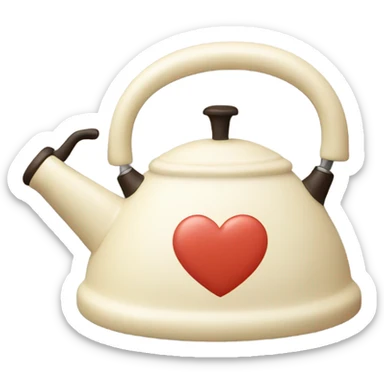 Cream colored heart shaped kettle sticker