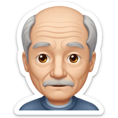 señor muy mayor pelo gris sin bigote con poco pelo sticker