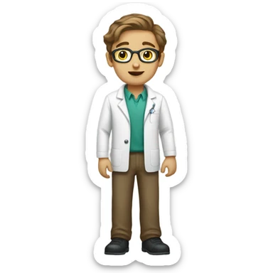 White Boy lab scientist brown hair sticker