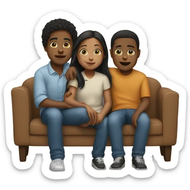 sister with brothers indoors sticker