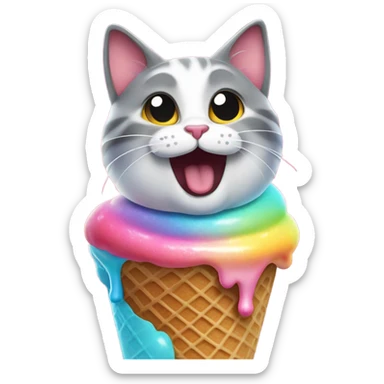 Dusk cat eating a galaxy ice cream ￼ sticker