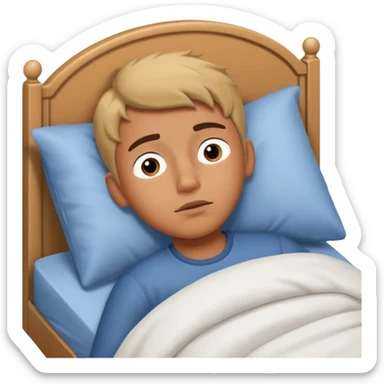 create emoji of a boywho is lying in the bed  in the morning and its time to wake up sticker