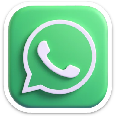 3d style whatsapp logo, green and white, no text, no background sticker