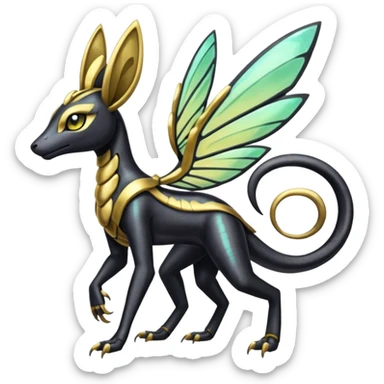 Shiny 4-legged Meloetta-Anubis-Salandit-Beedrill-fusion, full body sticker