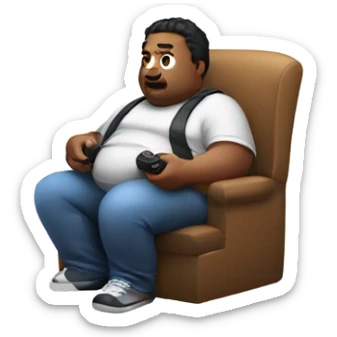 Fat person playing video game  sticker