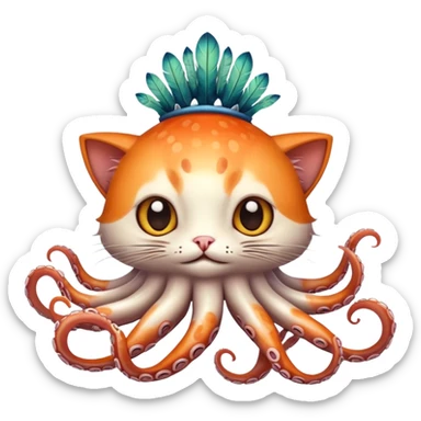 Cat squid bird all fused as one sticker